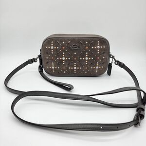 Coach Prairie Rivets Double Zip Crossbody Bag Clutch Wristlet Grey Mini